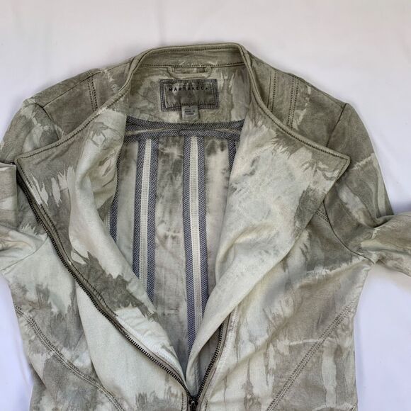 Anthropologie Marrakech Sueded Camo Tie Dye Zip Moto Jacket Size Small Coastal - Picture 7 of 11
